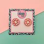 Pink Grapefruit Slice Glitter Stud Earrings, thumbnail 5 of 5