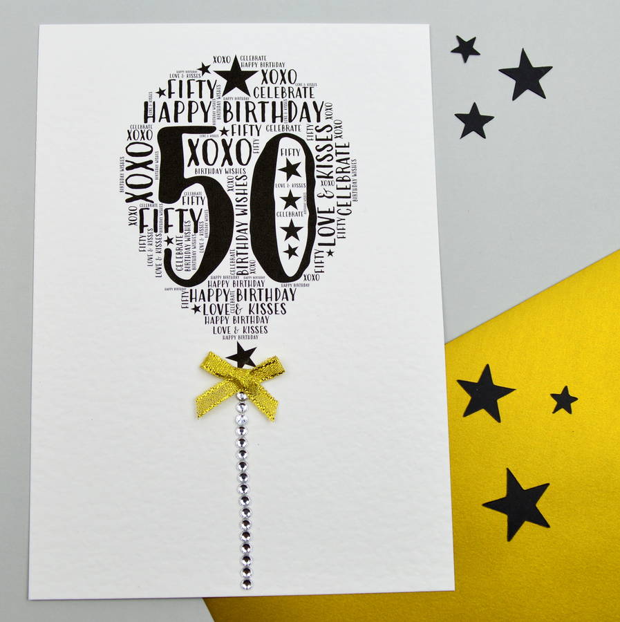 50th Happy Birthday Balloon Sparkle Card, 1 of 12