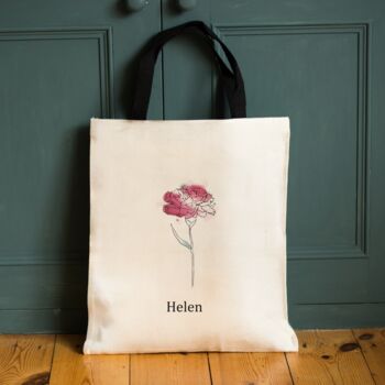 Personalised Birthday Birth Flower Short Handled Tote Bag, 2 of 5
