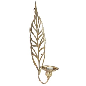 Gold Feathered Leaf Wall Sconce, 2 of 3