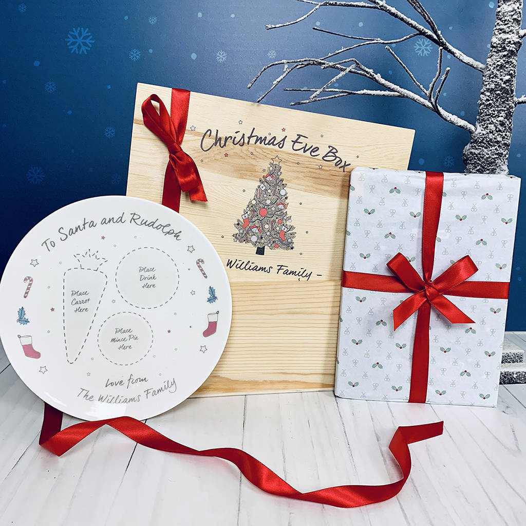 personalised christmas eve box with plate and book by babyblooms | notonthehighstreet.com