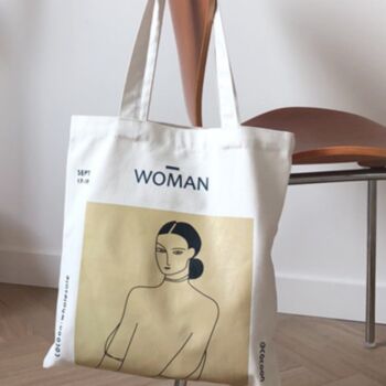 Woman Face Artist White Canvas Tote Shoulder Lightweight Bag, 2 of 7