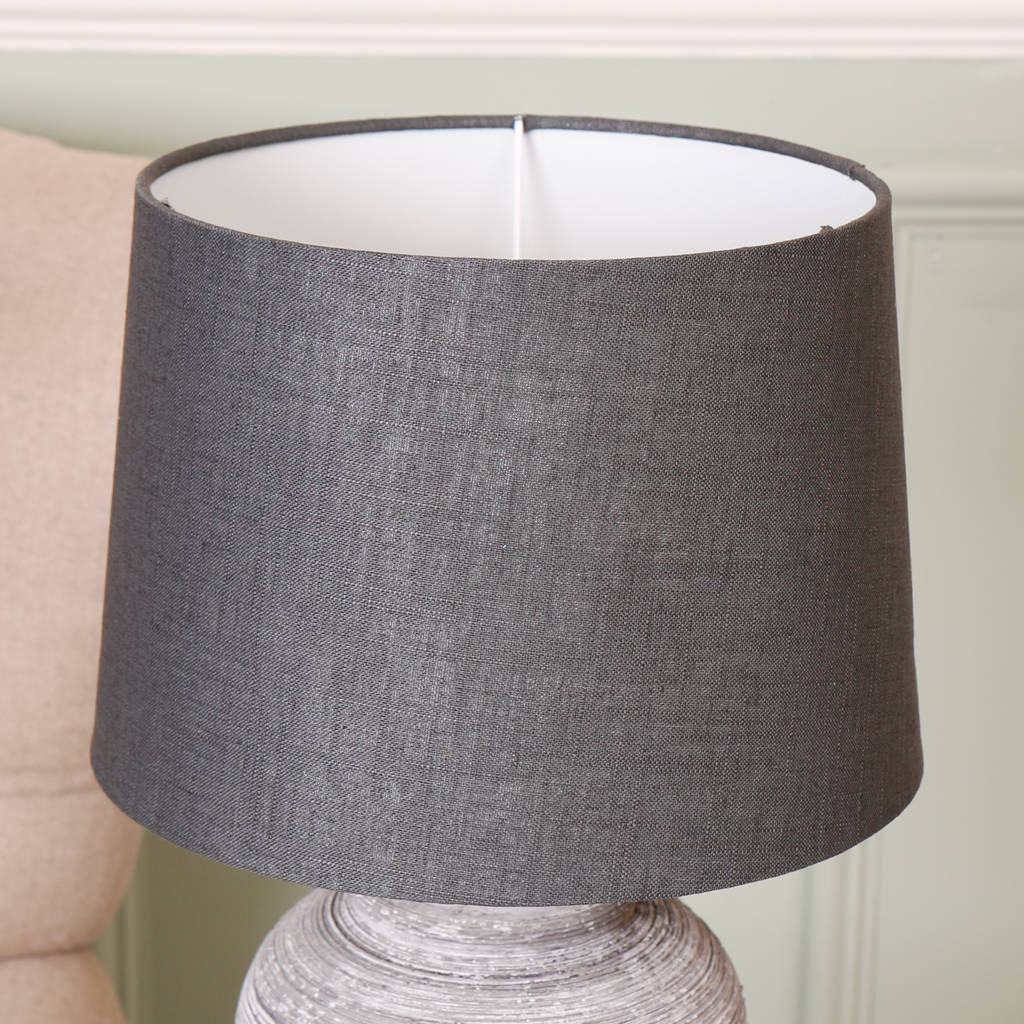 Concrete Grey Ceramic Table Lamp With Dark Grey Shade By Dibor 2158