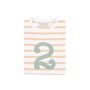 Biscuit + White Breton Striped Number/Age T Shirt Green, thumbnail 3 of 6