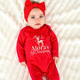 'My First Christmas' Embroidered Reindeer Personalised Babygro Sleepsuit, thumbnail 1 of 5