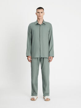 Dusty Green Plain Tencel Unisex Loungewear Set, 4 of 5