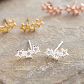 Sterling Silver Twinkle Star Earrings Studs, 2 of 5