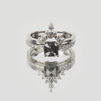 0.70ct Emerald Cut Dark Grey Diamond Engagement Ring, 2 of 6