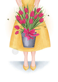 Tulips Flower Person Illustrated Print, 2 of 2