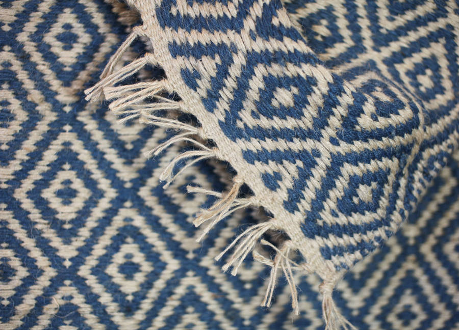 natural jute rug blue by nkuku | notonthehighstreet.com