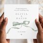 Personalised Mr And Mrs Wedding Card, On Your Wedding Day Sage Bow Card, thumbnail 2 of 3