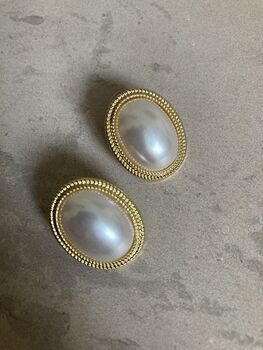 Pearl Oval Statement Earrings, 2 of 3