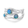 Handmade Three Blue Fire Opal Gemstone Ring, thumbnail 3 of 7