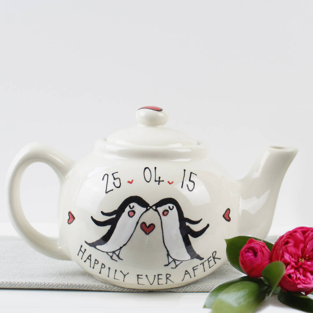Personalised Wedding Teapot And Mugs Set By White Rain Designs