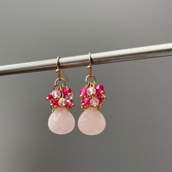Rose Quartz And Crystal Earrings, 6 of 6