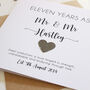 Personalised 11th Wedding Anniversary Card With Steel Heart, thumbnail 3 of 8