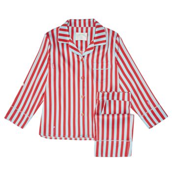 Ladybird Stripe Teddy Silk Children's Pyjama Set, 7 of 11