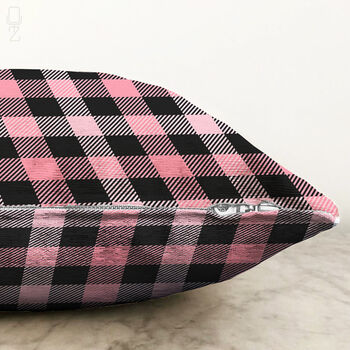 Gingham Cushion Cover With Black And Pink Colours, 3 of 4