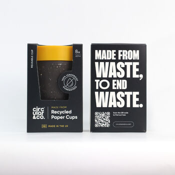 Circular And Co Coffee Cup Made From Paper Cups 8oz Grey And Mustard, 2 of 8