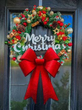 Christmas Wreath With Traditional Scent And Bow 20 Inch, 6 of 7