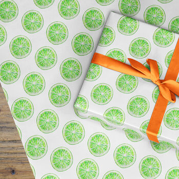 Limes Wrapping Paper, Sliced Half Fruit, 2 of 3