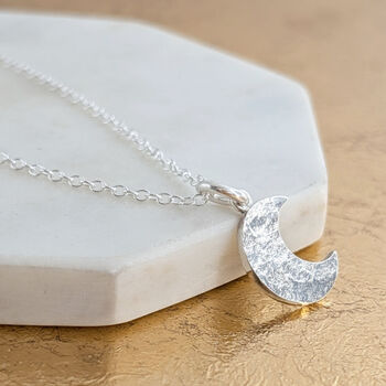 Memorial Ashes Imprint Silver Crescent Moon Charm, 2 of 5