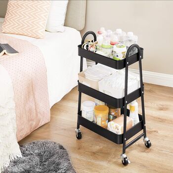 Three Tier Rolling Storage Cart Trolley Utility Cart, 3 of 8
