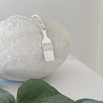 Wine Bottle Charm Sterling Silver Necklace, 2 of 4