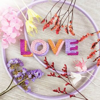 Floral ‘Love’ Embroidery Kit With Real Dried Flowers, 2 of 8