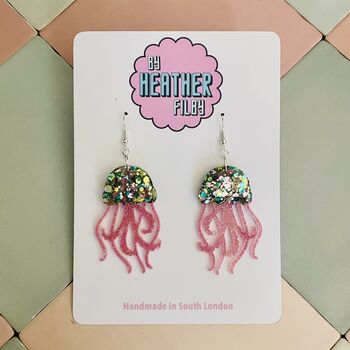 Jellyfish Glitter Resin Earrings / Fun Statement Earrings / Gift For Under The Sea And Ocean Lovers, 10 of 12