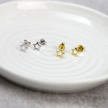 Open Star Studs In Sterling Silver Or Gold Vermeil, 2 of 5