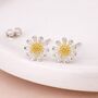 Sterling Silver And Gold Daisy Stud Earrings – 10mm, thumbnail 2 of 7