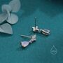 Sterling Silver Four Cz And Droplet Stud Earrings With Opal Pink C Zs, thumbnail 7 of 12
