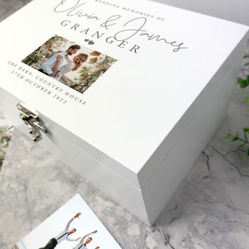 Personalised Luxury White Wedding Photo Keepsake Memory Box, 3 of 8