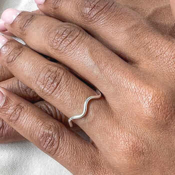 Sterling Silver Ripple Wave Ring, 3 of 9