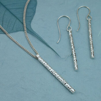 Hammered Sterling Round Silver Bar Jewellery Set, 4 of 8