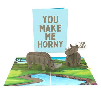 You Make Me Horny! 3D Rhinos Pop Up Silly Funny Anniversary Love Card, 7 of 9