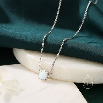Cosmic Opal Dainty Coin Pendant Necklace, 6 of 12