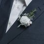 Floral Wedding Buttonhole In Silver, thumbnail 10 of 10