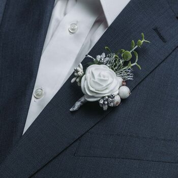 Floral Wedding Buttonhole In Silver, 10 of 10