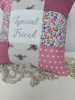 Special Friend Cushion Purple Bees And Flowers, 7 of 12