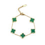 Green Five Clover Bracelet In 18 K Gold Plate, thumbnail 1 of 2