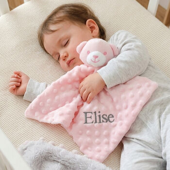 Personalised Pink Cellular Blanket And Comforter Hamper, 8 of 12