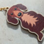Dachshund Dog Wooden Keyring With Optional Christmas Card, thumbnail 4 of 8