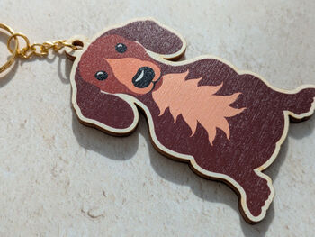 Dachshund Dog Wooden Keyring With Optional Christmas Card, 4 of 8