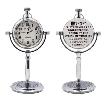 Personalised 15th Anniversary Silver Colour Desk Clock, 3 of 12