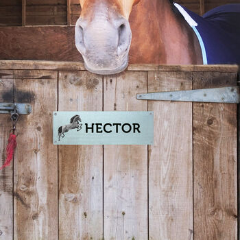 Personalised Brushed Metal Printed Horse Stable Sign, 2 of 4