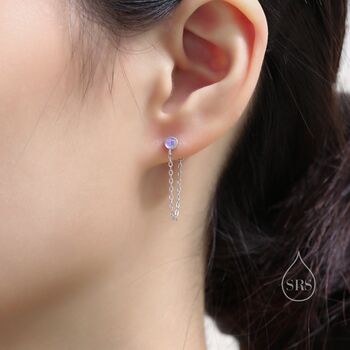 Sterling Silver Moonstone And Chain Ear Jacket, 6 of 11
