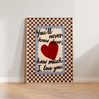 How Much I Love You Checkered Nursery Print, 4 of 12