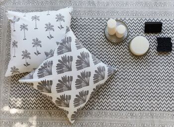 Andaman All Over Palm Print Floor Cushion Cover In Grey, 4 of 6